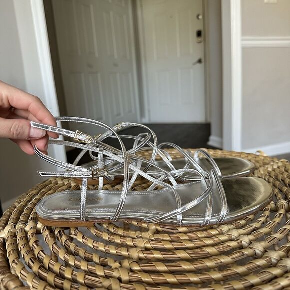 Larroudé Naomi Sandals Women’s Strappy Metallic Silver Shoes Womens Size 9 $275 - Picture 3 of 10